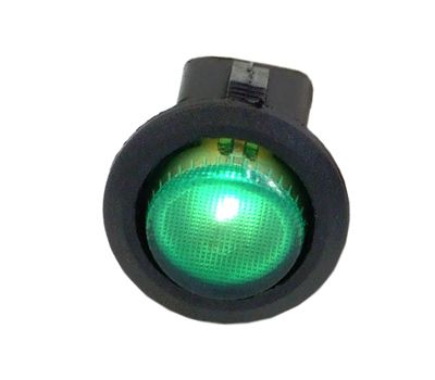 Kustom PCs - Illuminted Rocker Switch Round Green (Clear Top)